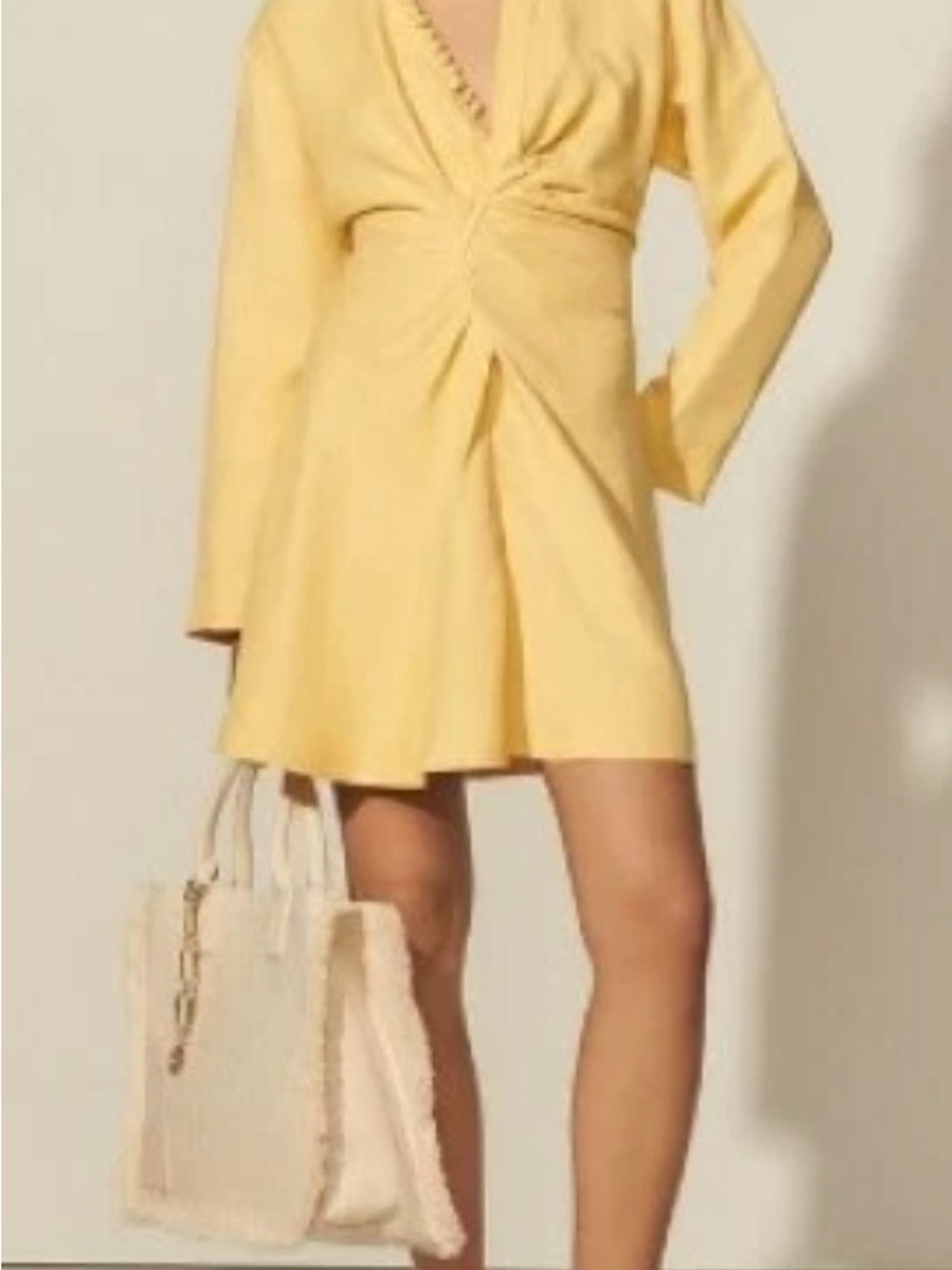 Sandro Yellow Twist-Detail Mini Dress